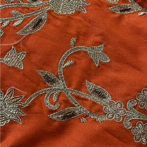 Embroidered Orange sharara dress with Gold Detailing